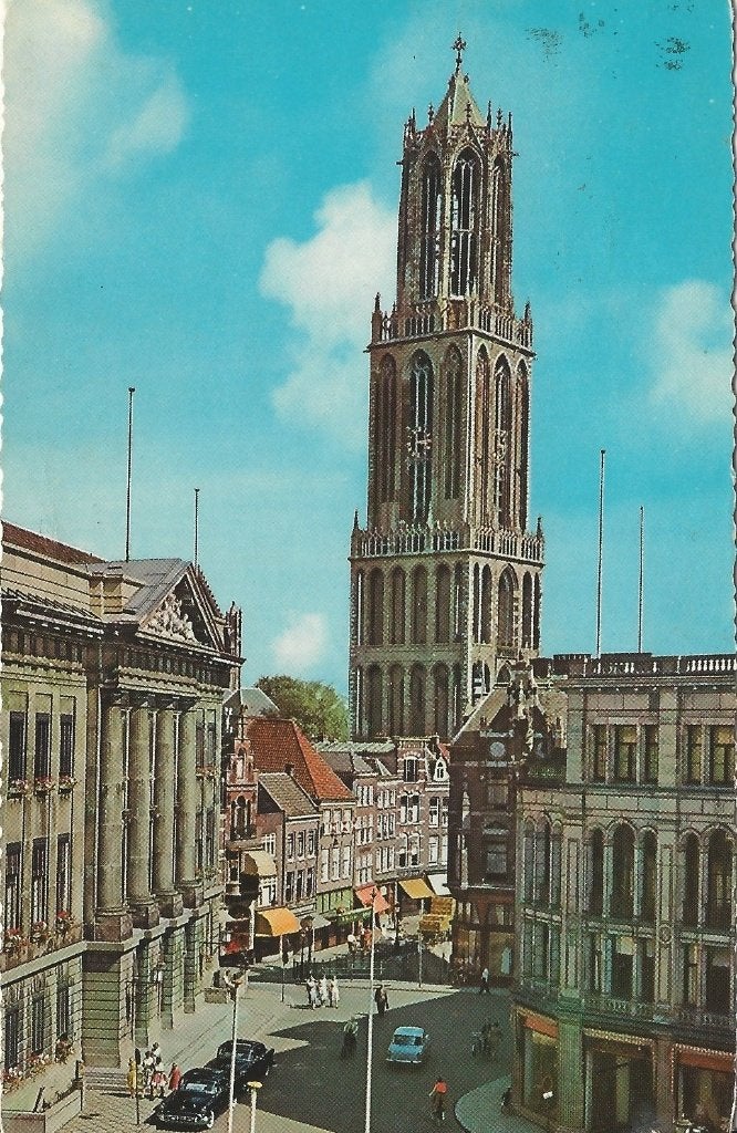 AK Utrecht Dom stadhuis auto's Simca, Ophalen of Verzenden, 1960 tot 1980, Gelopen, Utrecht