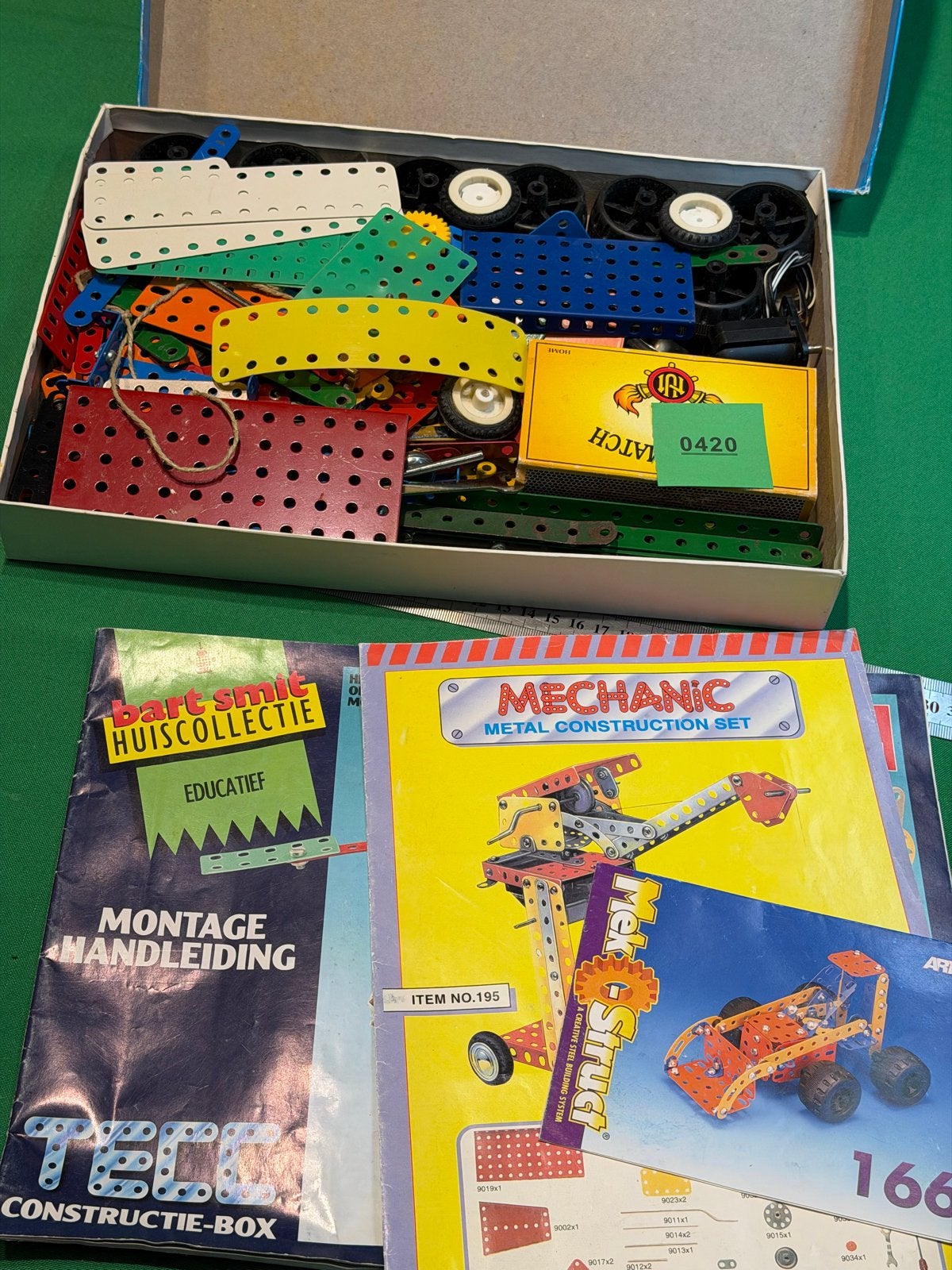 418 Vintage Meccano /Tecco Constructie-Box met Handleidingen, Ophalen of Verzenden