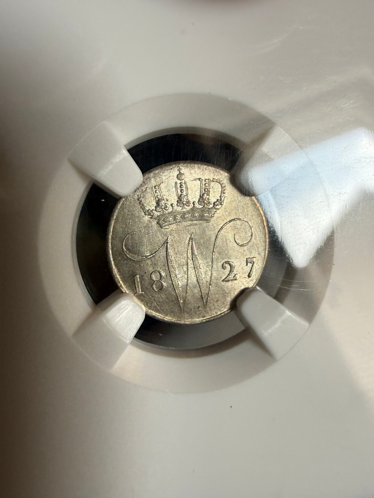 5 cent 1827 Willem I MS65, Zilver, Ophalen of Verzenden, Koning Willem I, Losse munt
