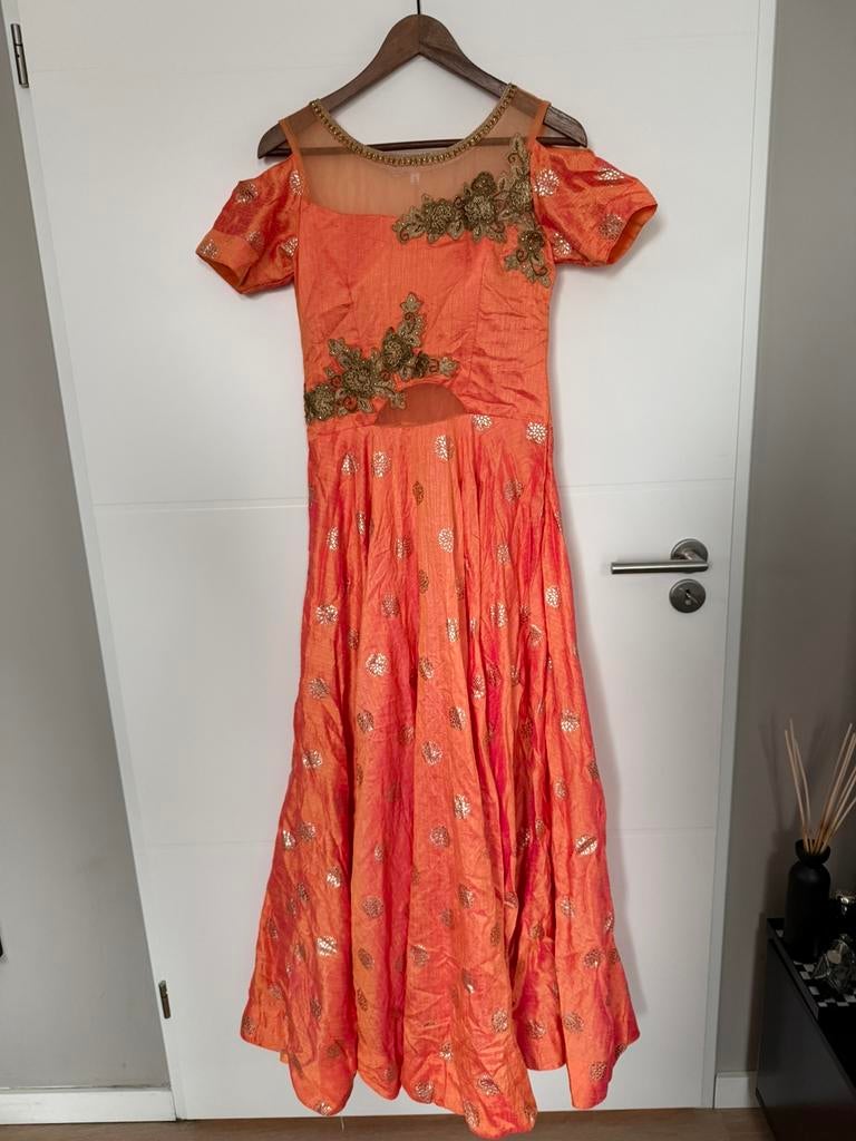 Salwar Suit - Anarkali koraal oranje, Overige typen, Oranje, Ophalen of Verzenden, Zo goed als nieuw