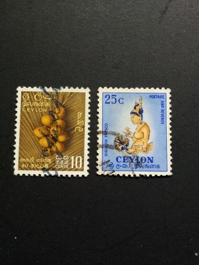 Ceylon uit 1954 en 1958  gestempeld, Postzegels en Munten, Postzegels | Azië, Ophalen of Verzenden, Gestempeld, Zuid-Azië