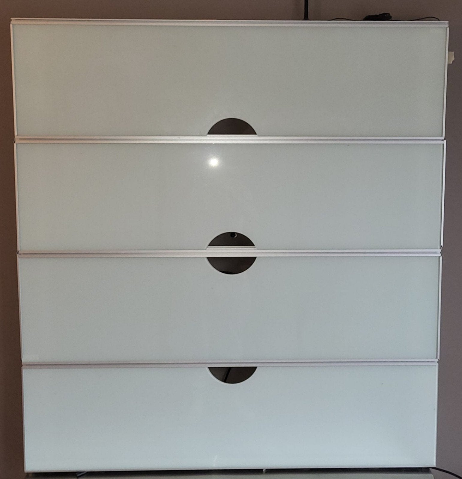 IKEA FRAMSTA TV-meubel met glazen panelen, Ophalen, Gebruikt, 100 tot 150 cm, 100 tot 150 cm