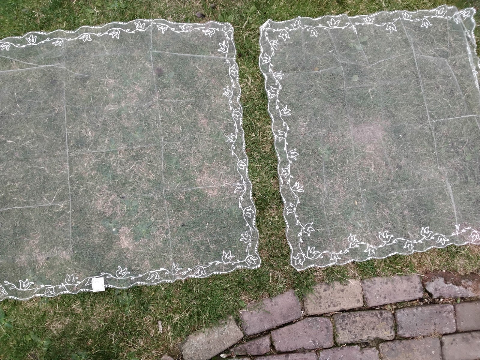 3 oude tule sluiertjes/ doeken, Antiek en Kunst, Ophalen of Verzenden, Dames