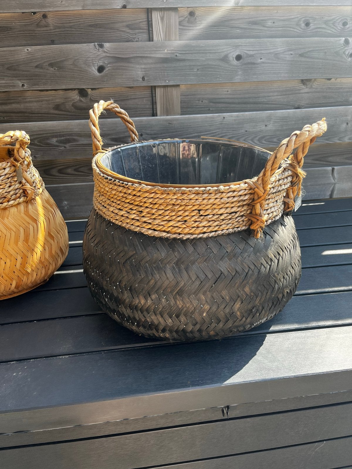 Set van 2 bamboe manden van de Bosrand, Gevlochten, Mand, Rond, Ophalen of Verzenden