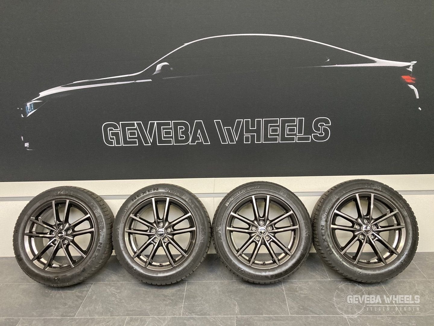 17” Ford Puma sport velgen + winterbanden 5x108 215/55/17, -, -, Banden en Velgen, 17 inch