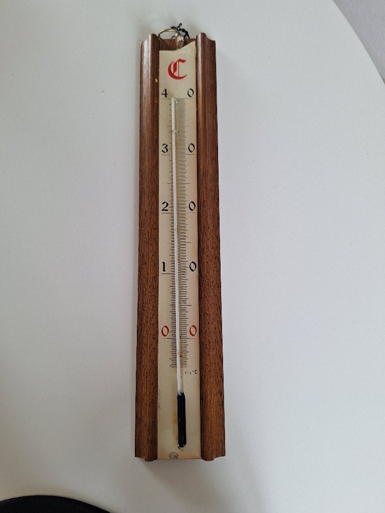 Eiken Thermometer - Decoratief, Decoratieve thermometer, Ophalen, Gebruikt, Hout