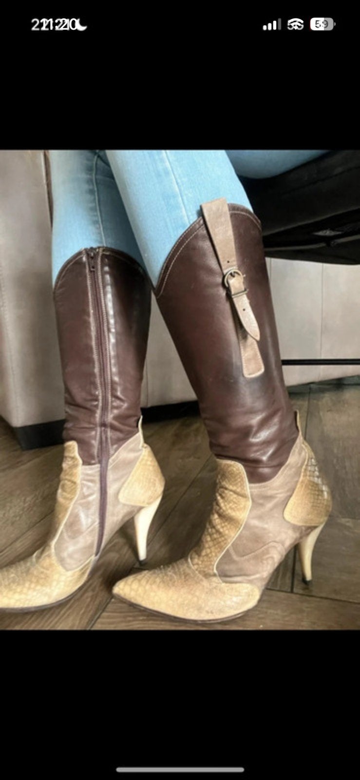 Leren Cowboy laarzen maat 38,5 (39) uniek!, Ophalen of Verzenden, Gedragen, Zwart, Hoge laarzen