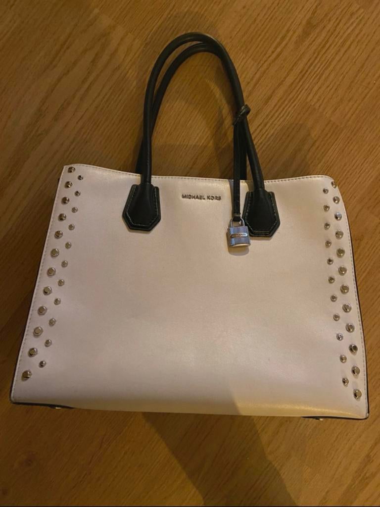 Michael Kors Handtas met Studs - Wit/Zwart, Ophalen of Verzenden, Gebruikt, Wit, Handtas