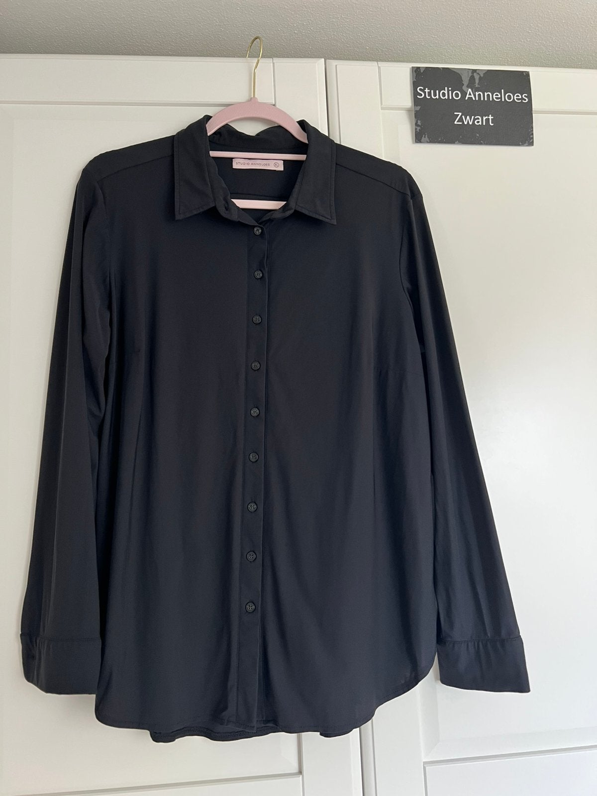 Studio anneloes poppy blouse XL zwart travelstof, Zwart, Maat 46/48 (XL) of groter, Ophalen of Verzenden, Zo goed als nieuw