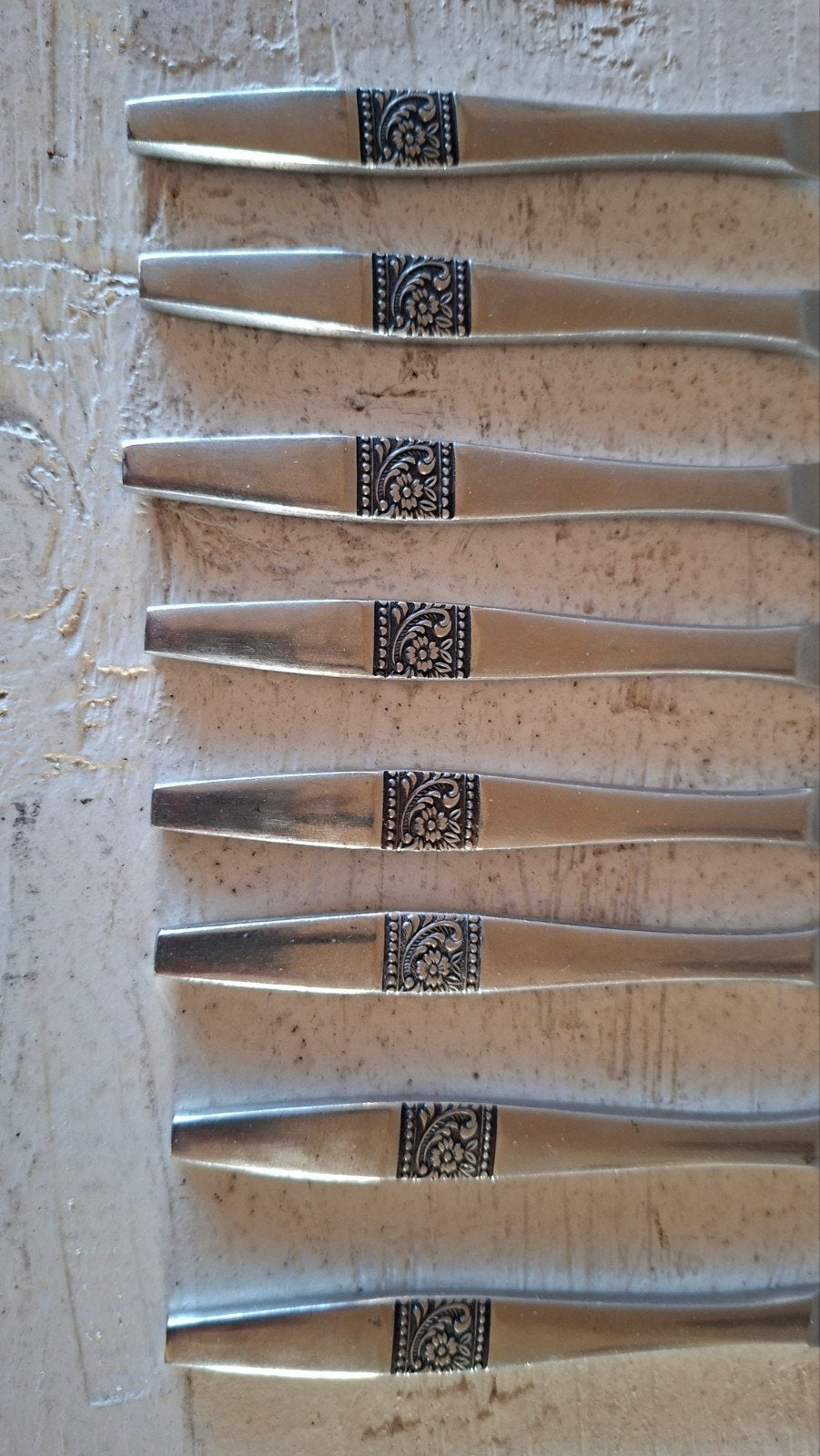 8x Vintage Amefa Royal Damask / Soraya dessertmessen - RVS, Antiek en Kunst, Ophalen of Verzenden