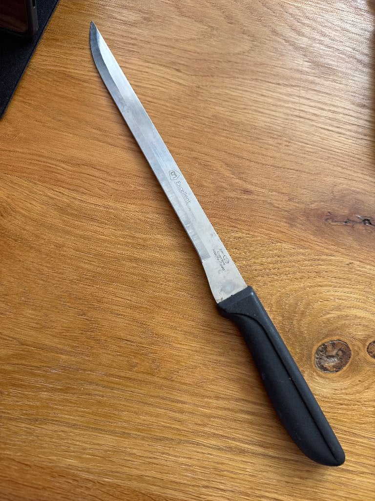 Fileermes 24 cm, Ophalen, Zo goed als nieuw, Rvs of Chroom, Los bestek