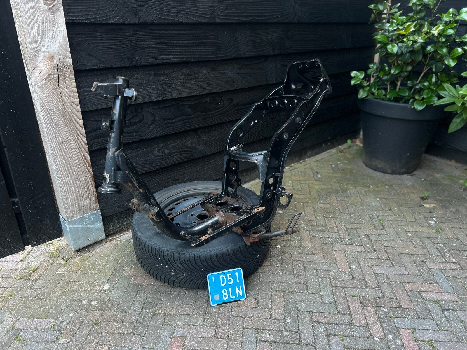 Piaggio Zip frame met blauw kenteken en zijstandaard, Ophalen, Gebruikt, Frame, Piaggio