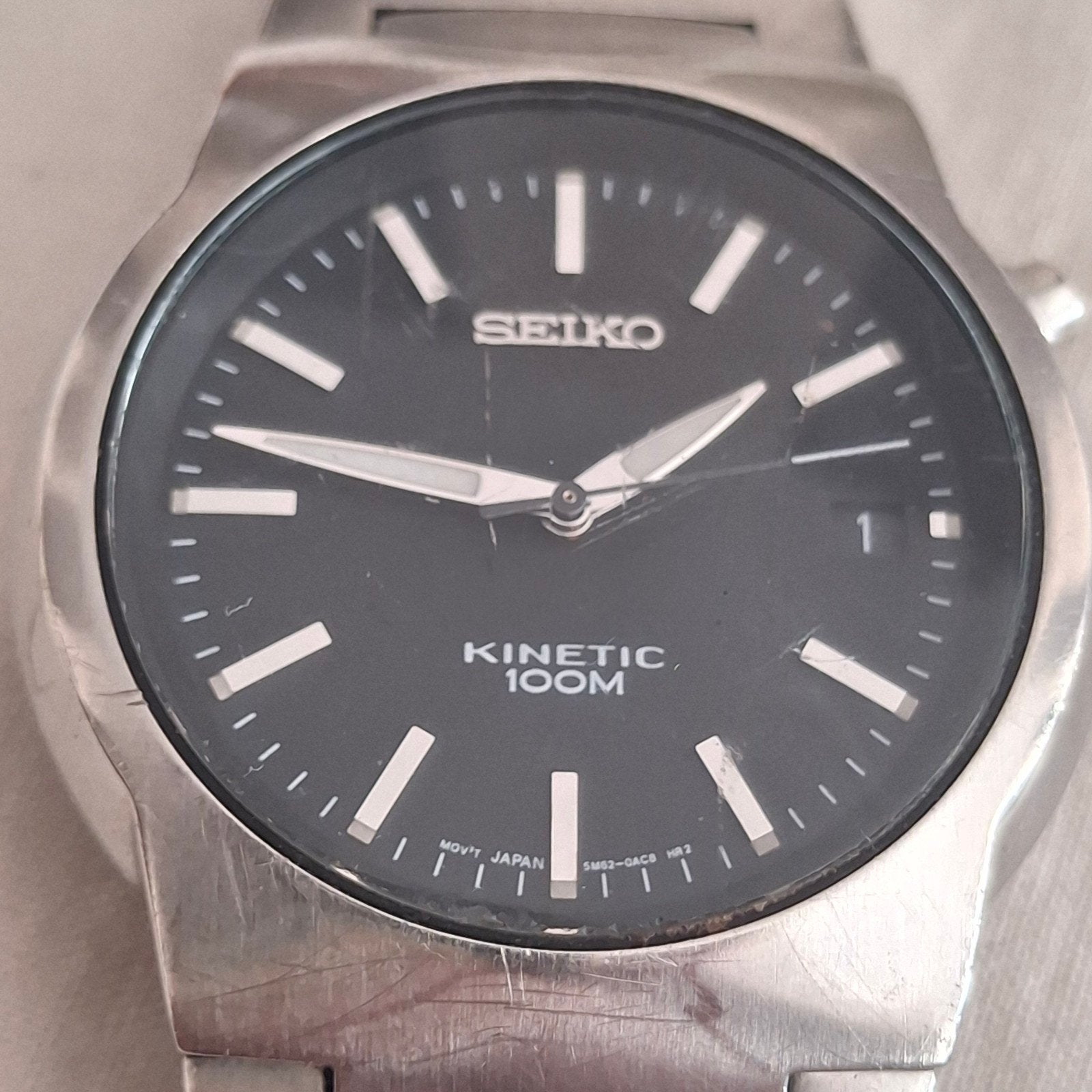 Seiko Kinetic 100M Polshorloge - Gebruikt met ouderdomsporen, Ophalen of Verzenden