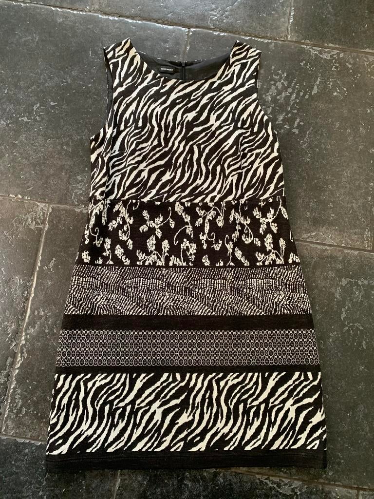 GERRY WEBER jurk/overgooier,zwart/wit42/44,animal print, Zwart, Maat 42/44 (L), Ophalen of Verzenden, Knielengte