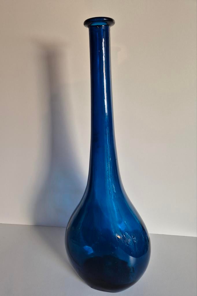 Vintage Kobaltblauwe Glazen Vaas - Elegante Druppelvorm, Ophalen of Verzenden