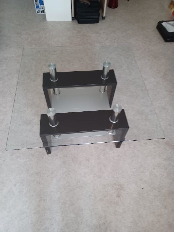 Salontafel met glasplaat, Ophalen, Gebruikt, 50 tot 100 cm, Vierkant