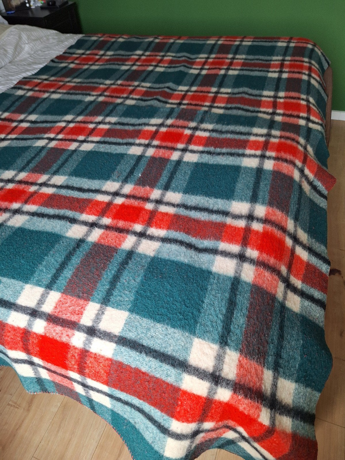 Vintage geruite deken Hatéma, Gebruikt, Meerkleurig, Tweepersoons, Ophalen of Verzenden