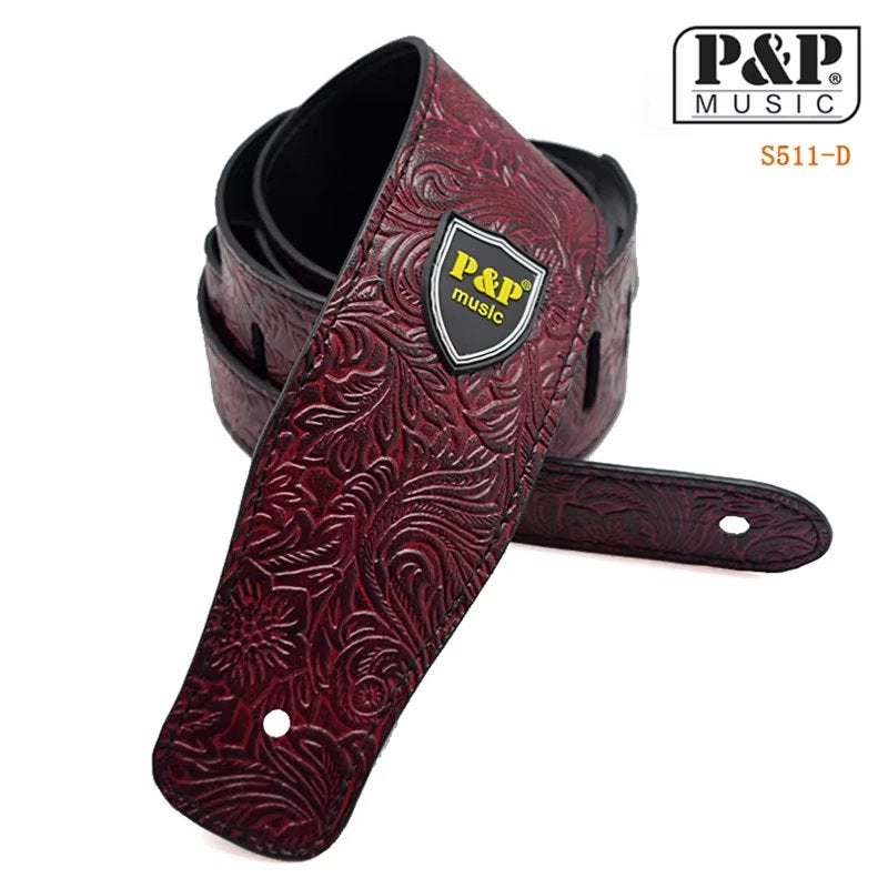 P&P gitaar- en basgitaarriem strap - rood geborduurd, Muziek en Instrumenten, Instrumenten | Toebehoren, Moku Custom Guitars, Nieuw