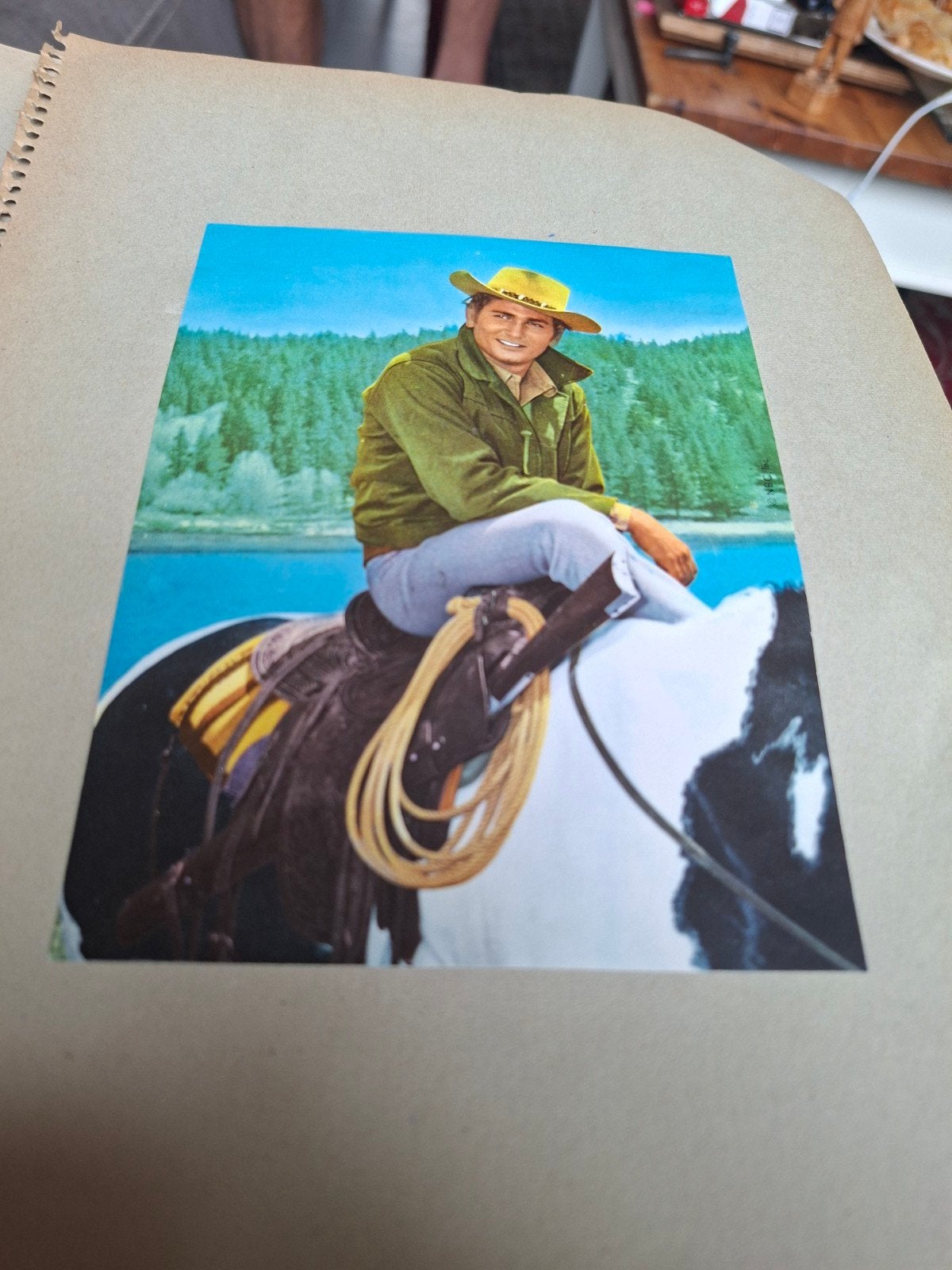 Vintage foto van man te paard bij meer, Ophalen, 1960 tot 1980, Gebruikt, Foto