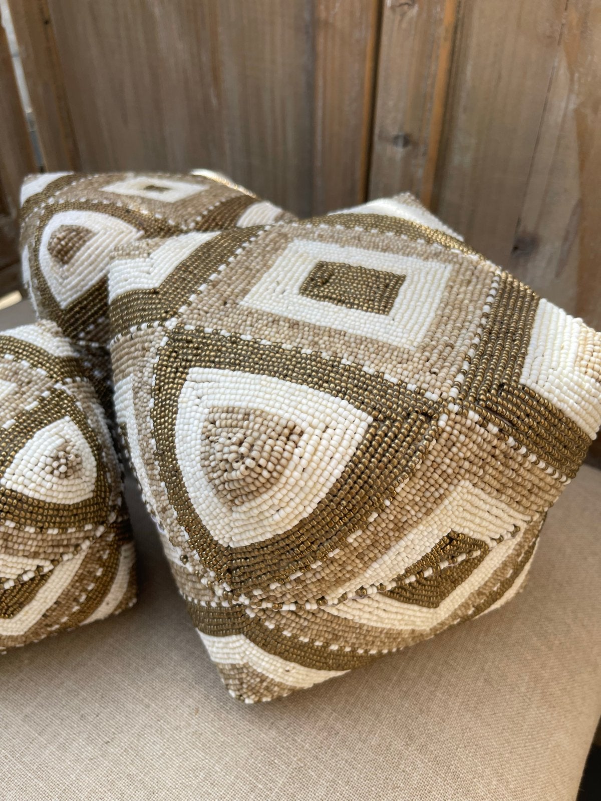 Set van 3 kralen opbergdozen offermand- Beige/Wit/Goud, Ribbonstore, Rond, Nieuw, Ophalen of Verzenden