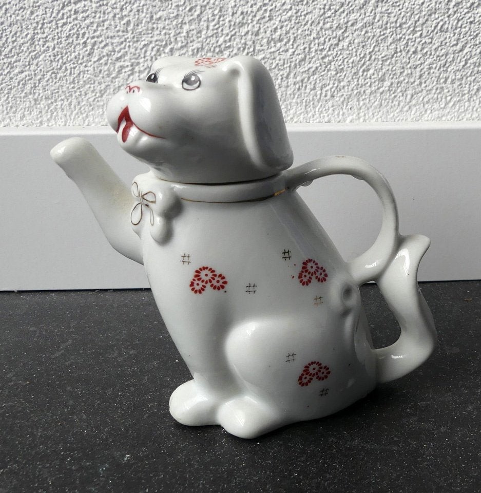 Honden theepotje vintage hondentheepot hondje, Ophalen of Verzenden, Gebruikt, Dier