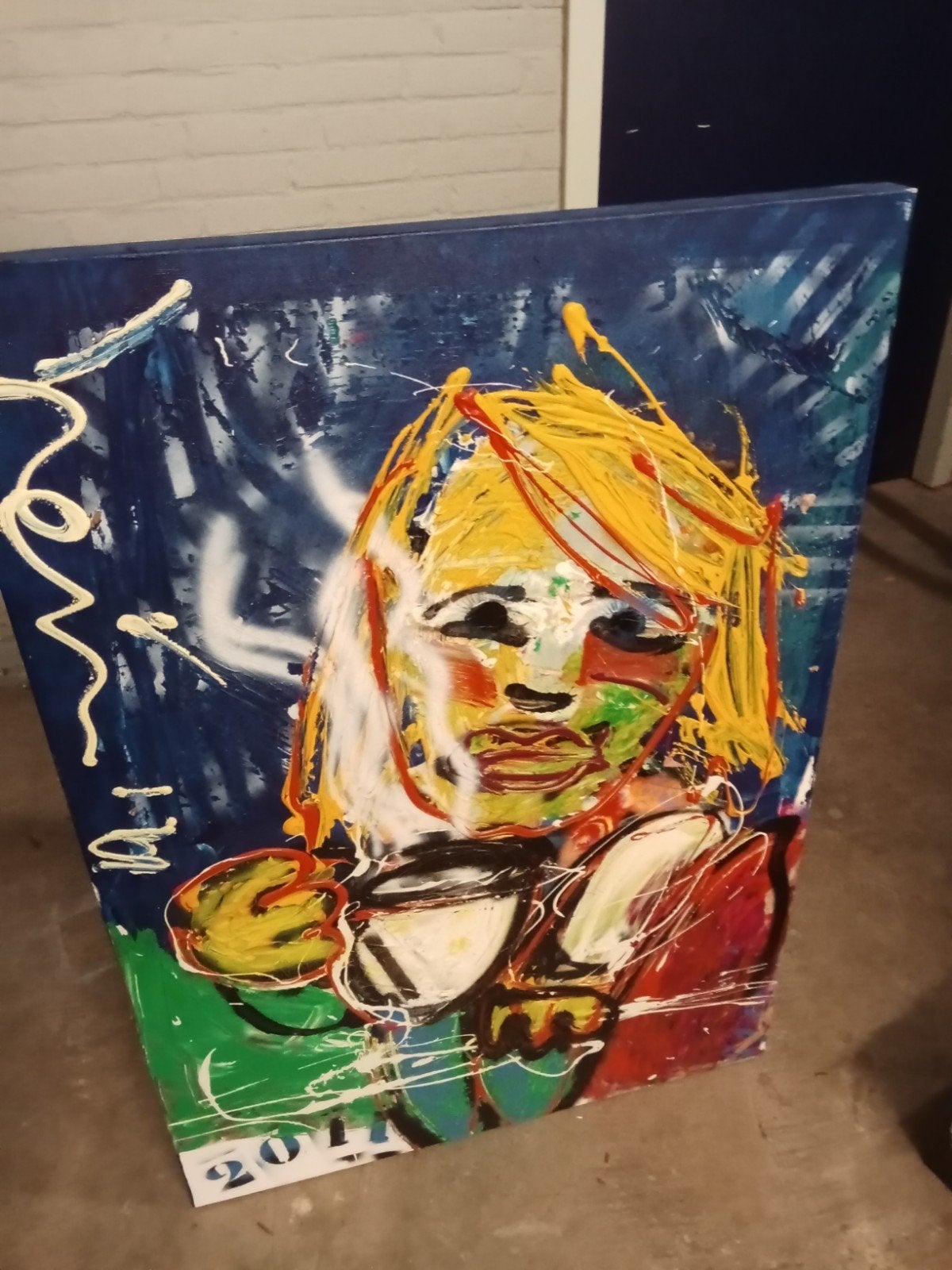 Hein schilderij, Antiek en Kunst, Ophalen, Acrylverf, Gesigneerd, Portret