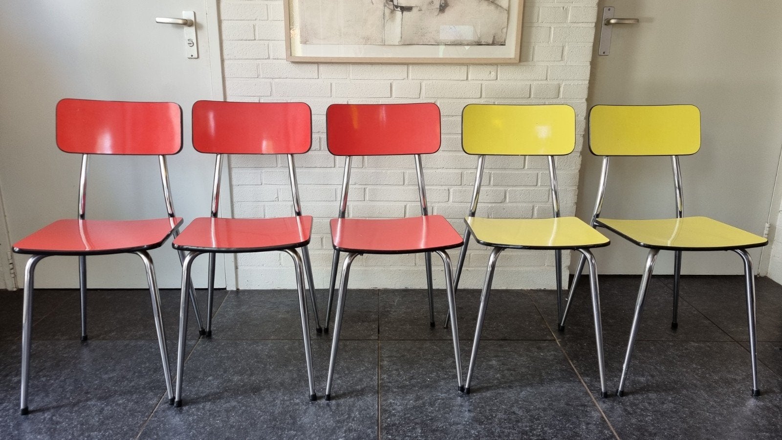 Vintage Formica stoelen, Huis en Inrichting, Stoelen, Ophalen, Gebruikt, Retro, Vijf, Zes of meer stoelen