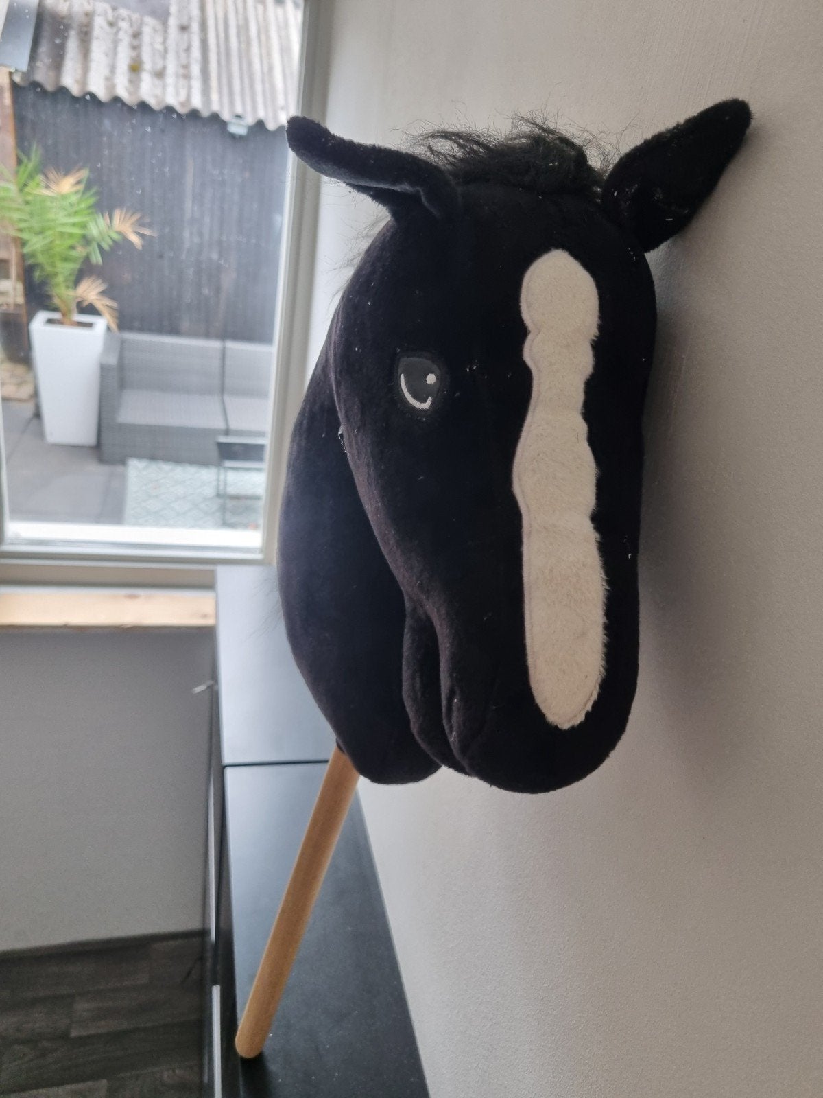 Zwart stokpaard met witte bles - Hobby Horse, Kinderen en Baby's, Speelgoed | Overig, Ophalen of Verzenden, Gebruikt, Jongen of Meisje