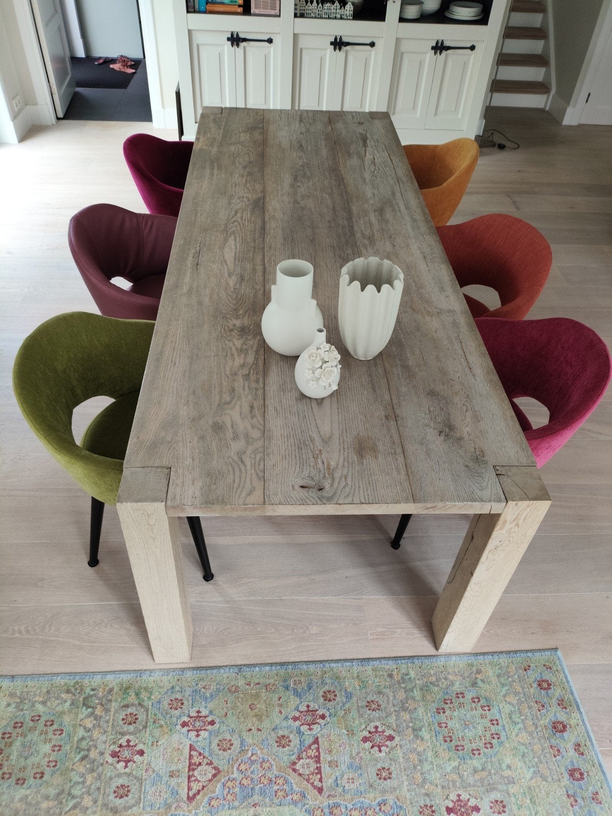 Vergrijsd oud eiken eettafel 280x100 cm, Huis en Inrichting, Ophalen, Gebruikt, 100 tot 150 cm, Eikenhout