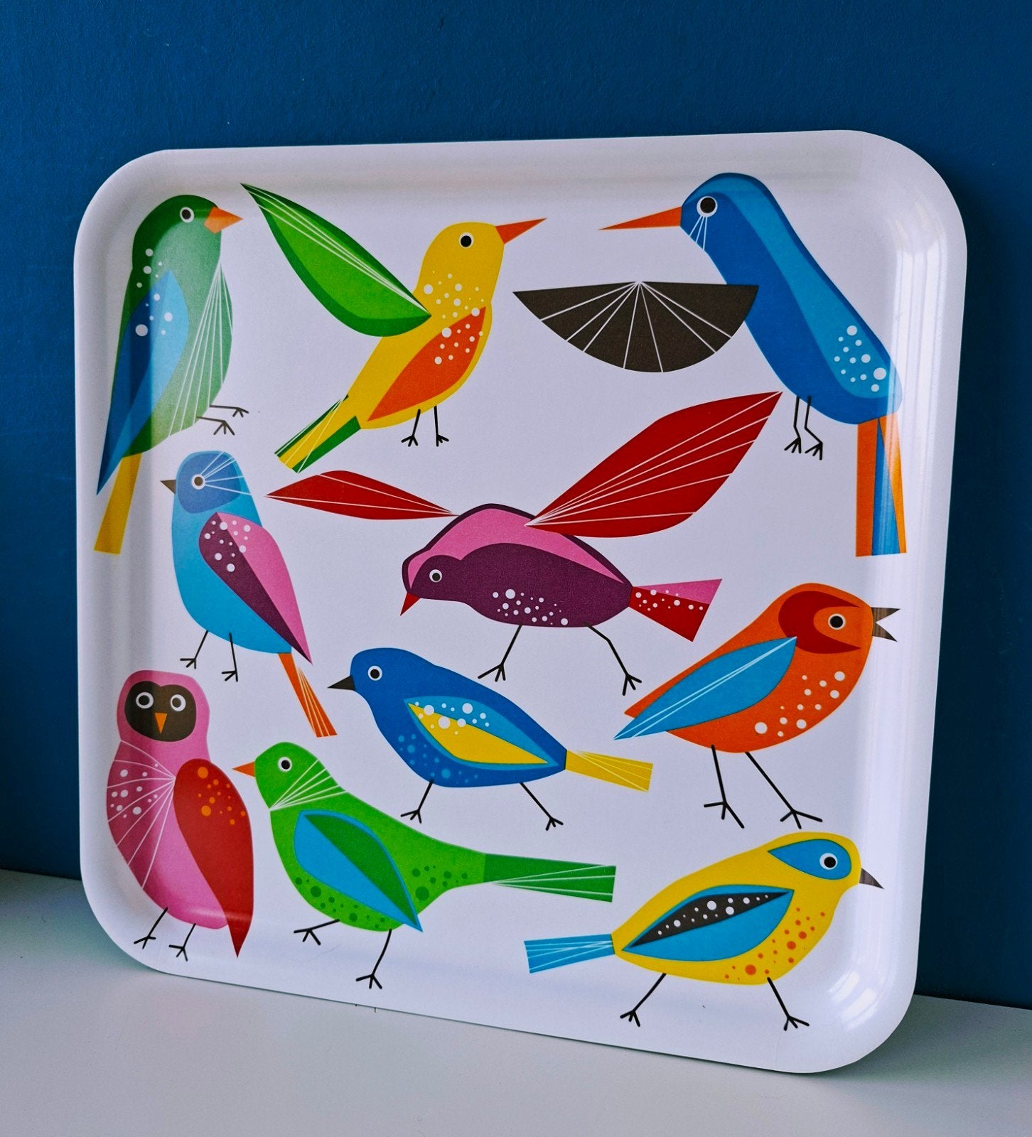 IKEA BÄRBAR Dienblad/met kleurrijke vogels/2007, Kunststof, Vierkant, Ophalen of Verzenden, Zo goed als nieuw