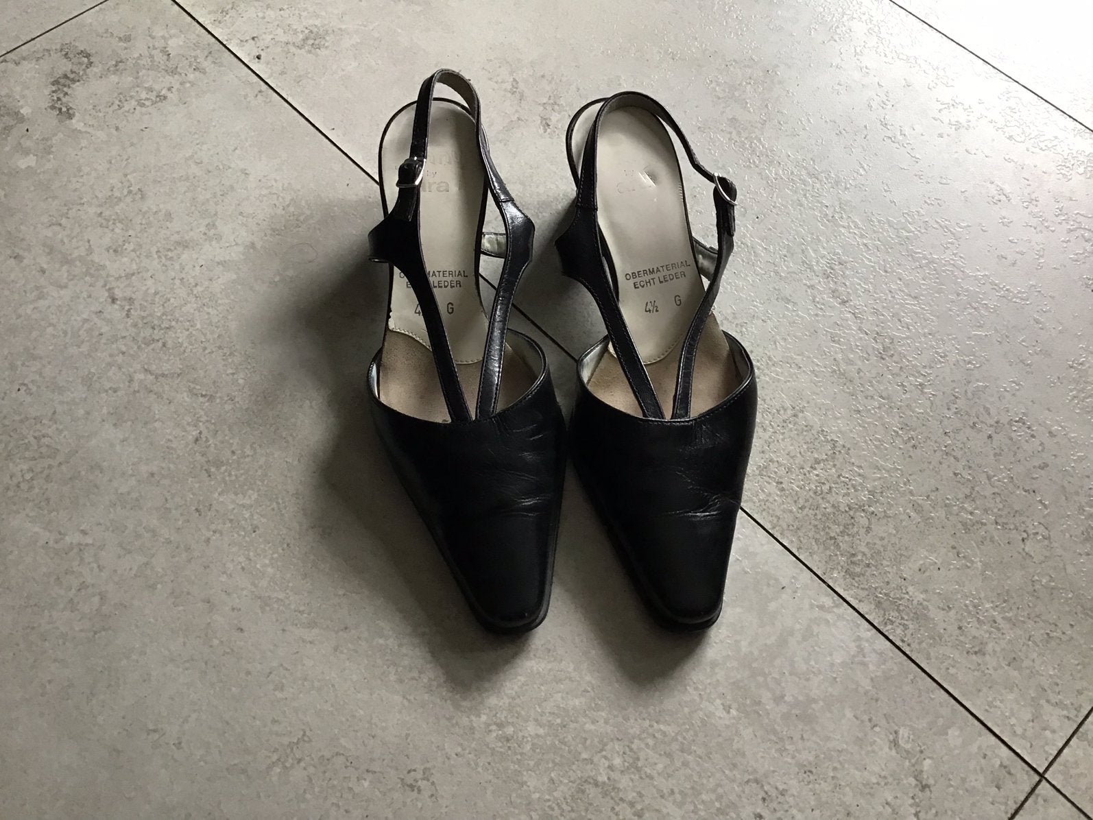 zwarte leren slingback damesschoenen maat 4,5/ 37,5, Ophalen of Verzenden, Zo goed als nieuw, Zwart, Overige typen