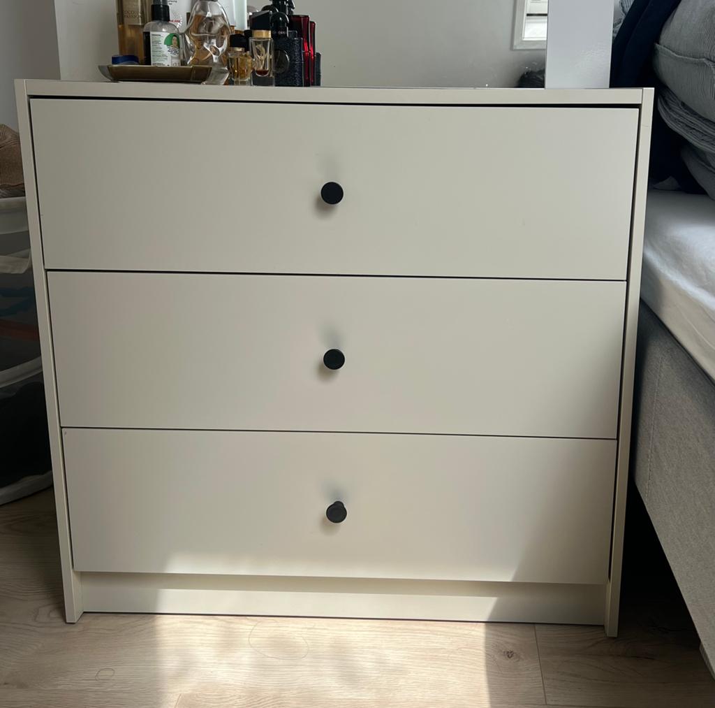 Ladekast met 3 lades - Crème/Wit, Huis en Inrichting, Kasten | Ladekasten, Ophalen, Gebruikt, 100 tot 150 cm, 50 tot 100 cm