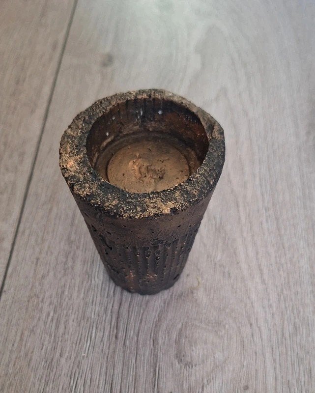 Handgemaakt waxinelicht houder betonlook 10 cm, Zwart, Natuurlijk materiaal, Waxinelichthouder, Nieuw