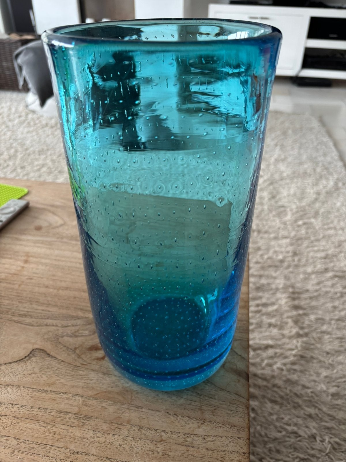 Spijkerglas vaas blauw, Ophalen, Zo goed als nieuw, Blauw