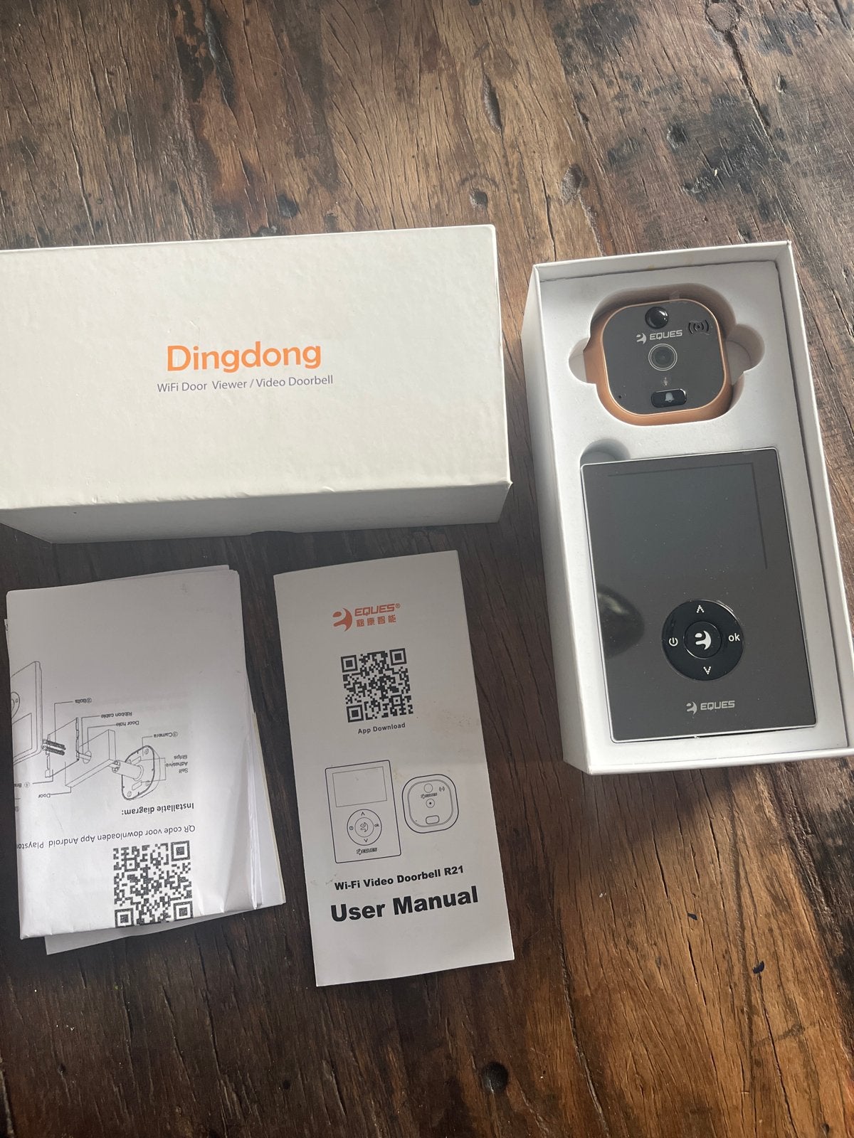 Eques Dingdong Wi-Fi Video Deurbel R21 met Viewer, Doe-het-zelf en Verbouw, Nieuw, Ophalen of Verzenden, Compleet systeem, Overige soorten