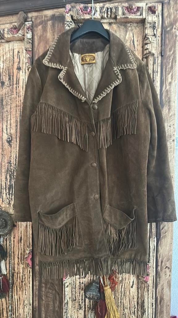 Vintage suede jas L, Ophalen of Verzenden, Gedragen, Maat 38/40 (M), Bruin