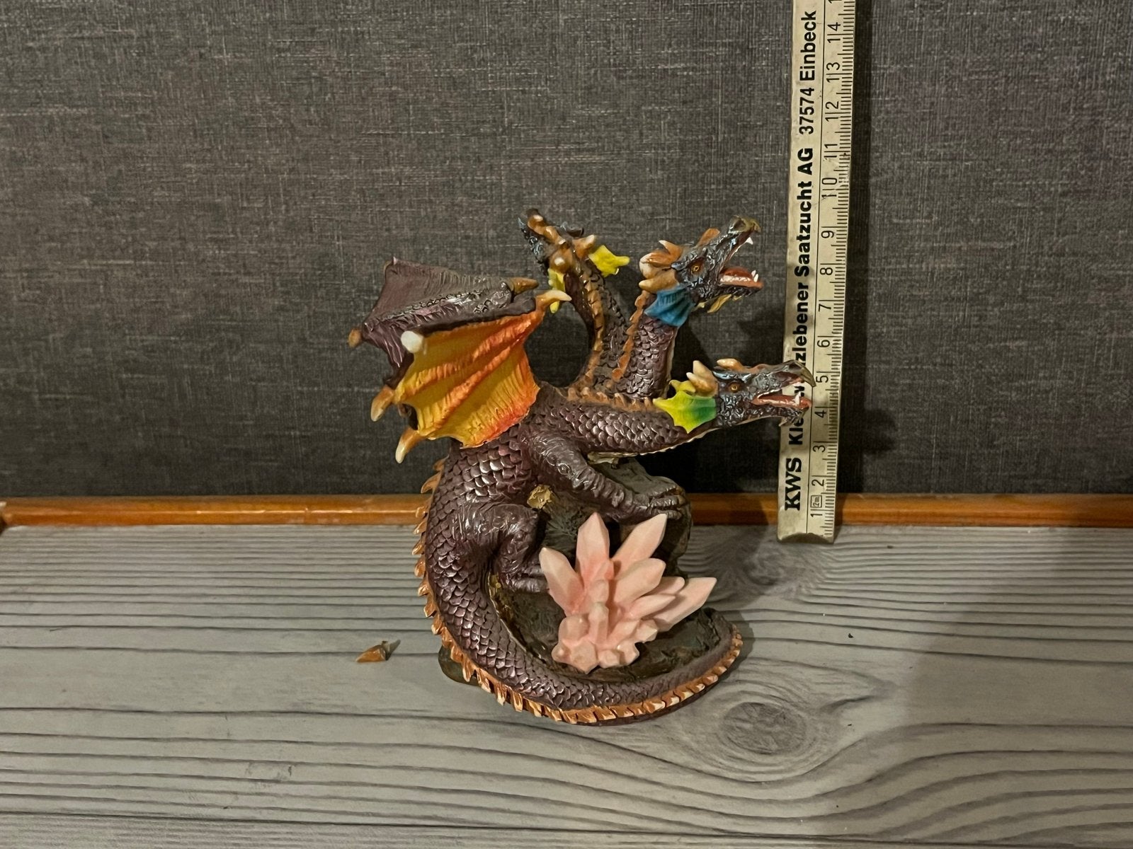 Draak beeldje met drie koppen - kleine vleugelbreuk, Verzamelen, Ophalen, Gebruikt, Fantasy