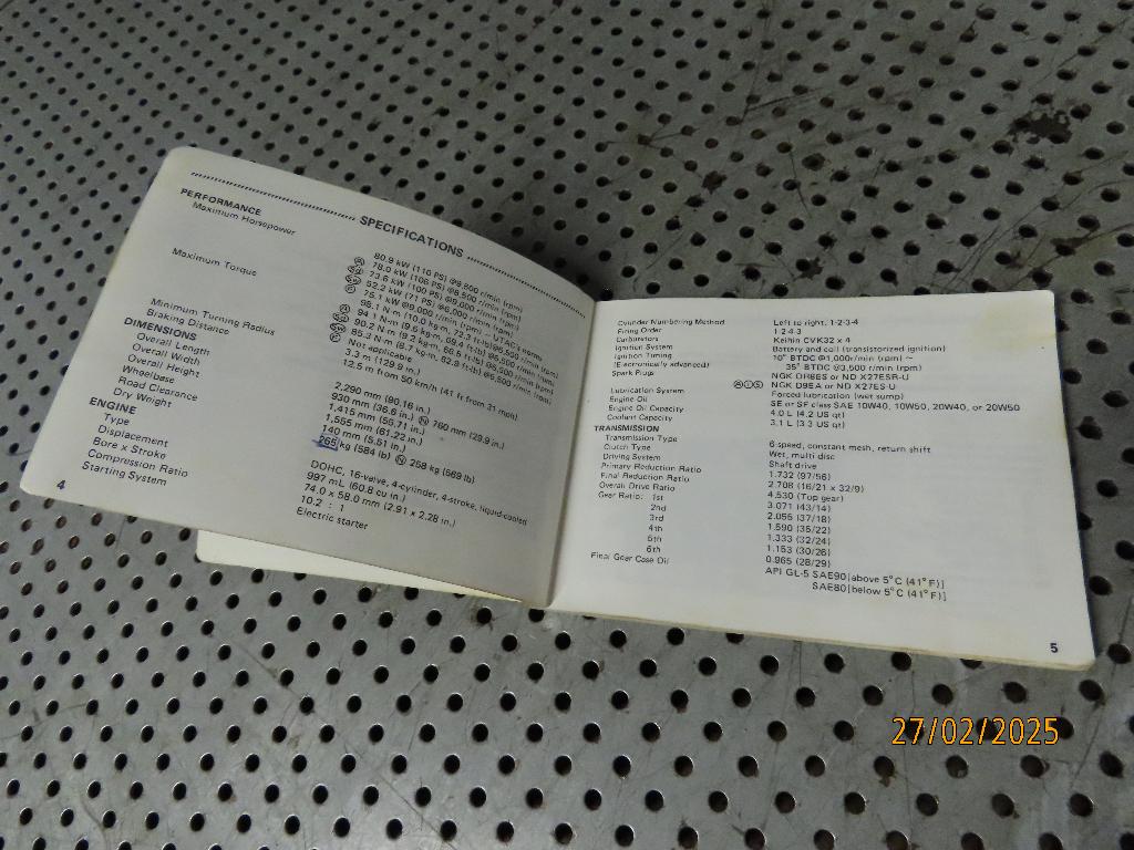 Motorcycle Owner's Manual Kawasaki 1000GTR - GTR1000 '87, Ophalen of Verzenden, Kawasaki