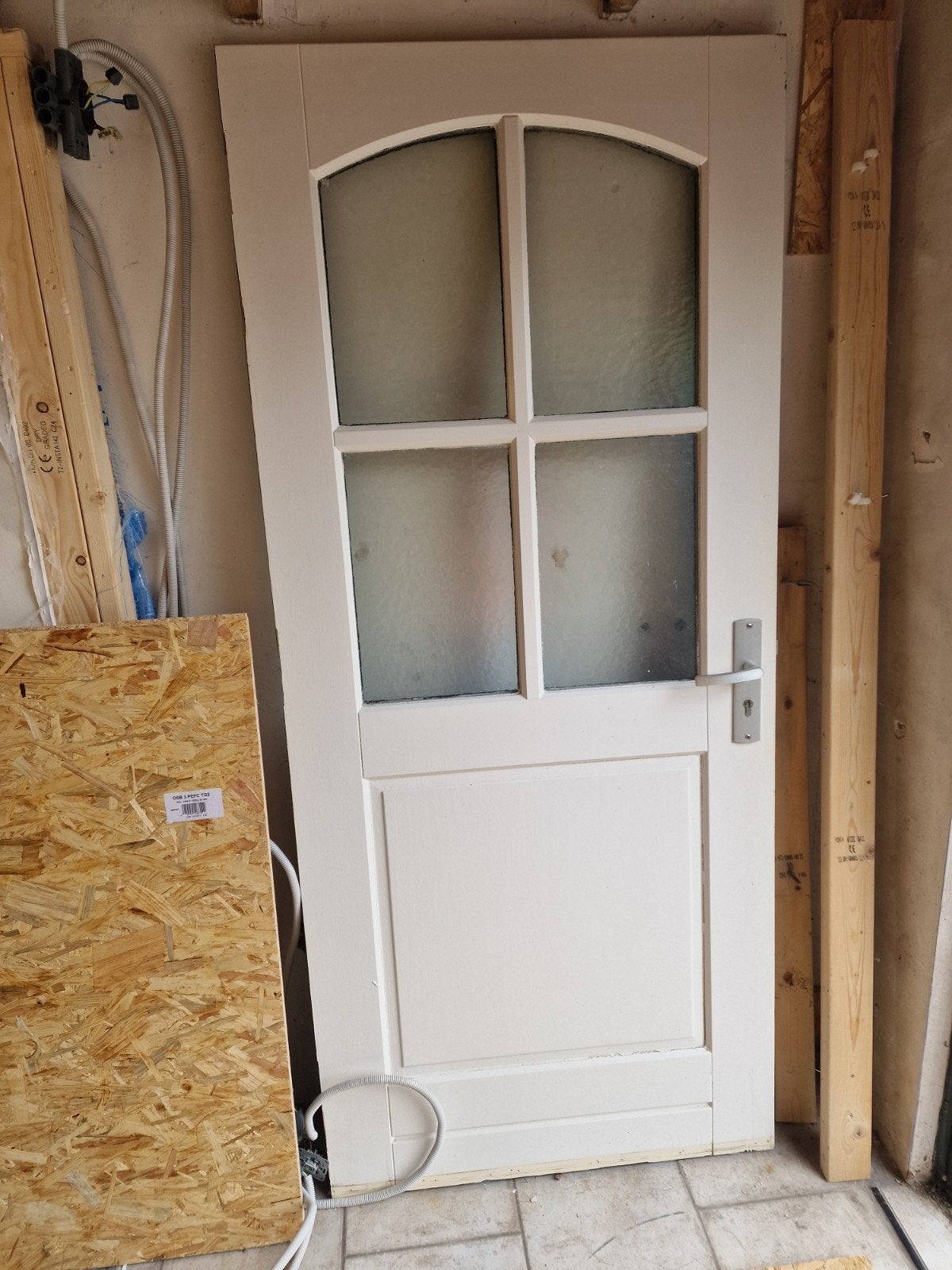 Buitendeur met glas, cilinder en sleutel - 211,5x93 cm, Ophalen, Glas, Buitendeur, 200 tot 215 cm