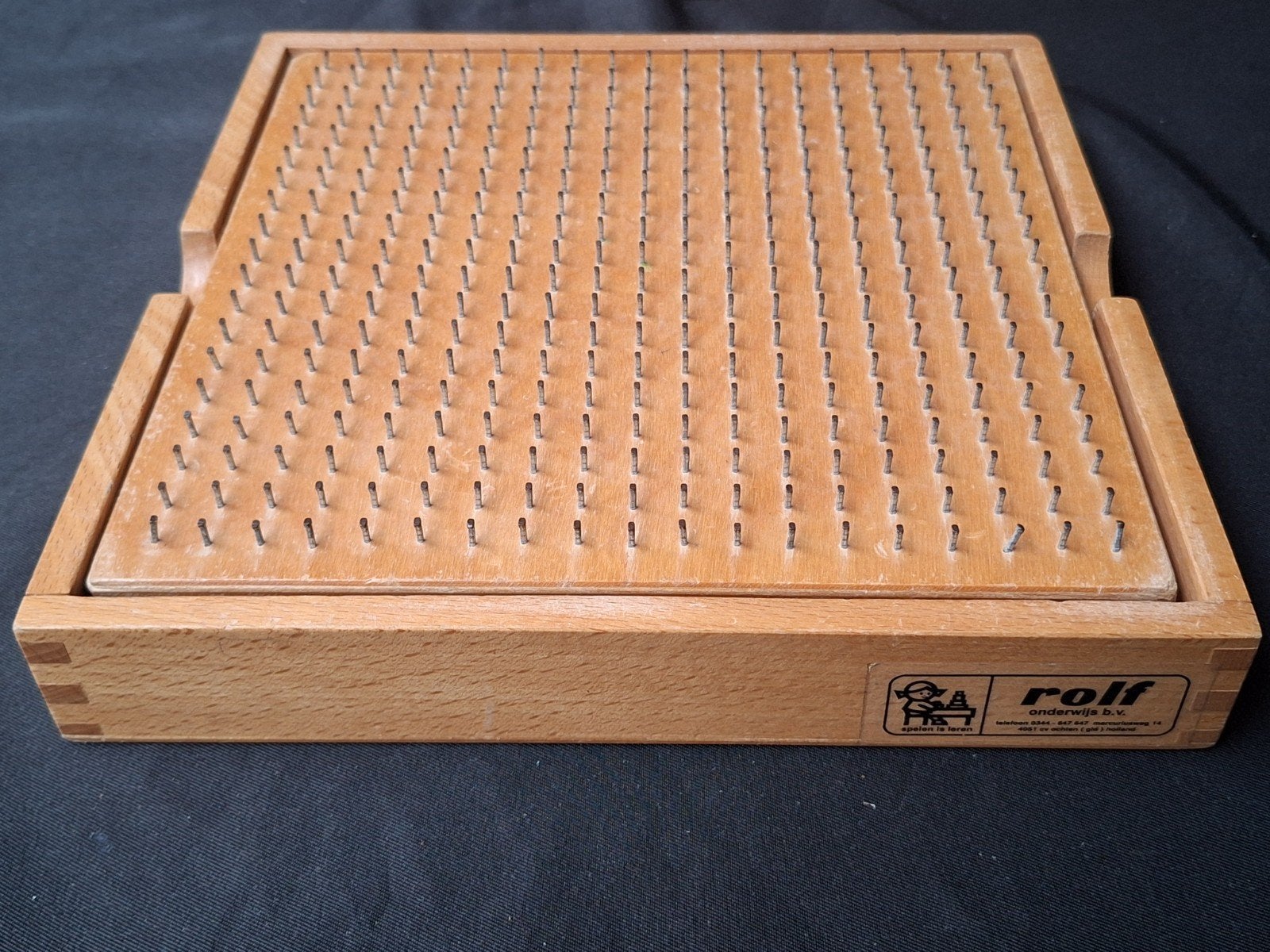 Rolf houten kralenplank met spijkers en bak 20x20cm, Kinderen en Baby's, Ophalen of Verzenden, Zo goed als nieuw, Bouwen