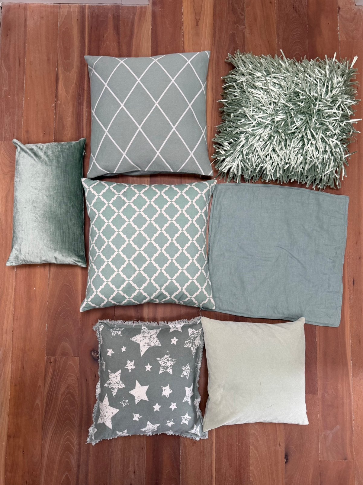Set sierkussens groen, Huis en Inrichting, Woonaccessoires | Kussens, Ophalen, Gebruikt, Sierkussen, Afneembare hoes
