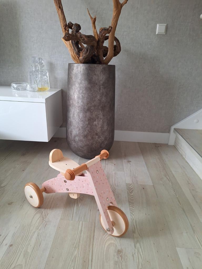 Little Dutch Houten Loopfiets Roze met Bloemetjes, Ophalen, Zo goed als nieuw, Loopfiets