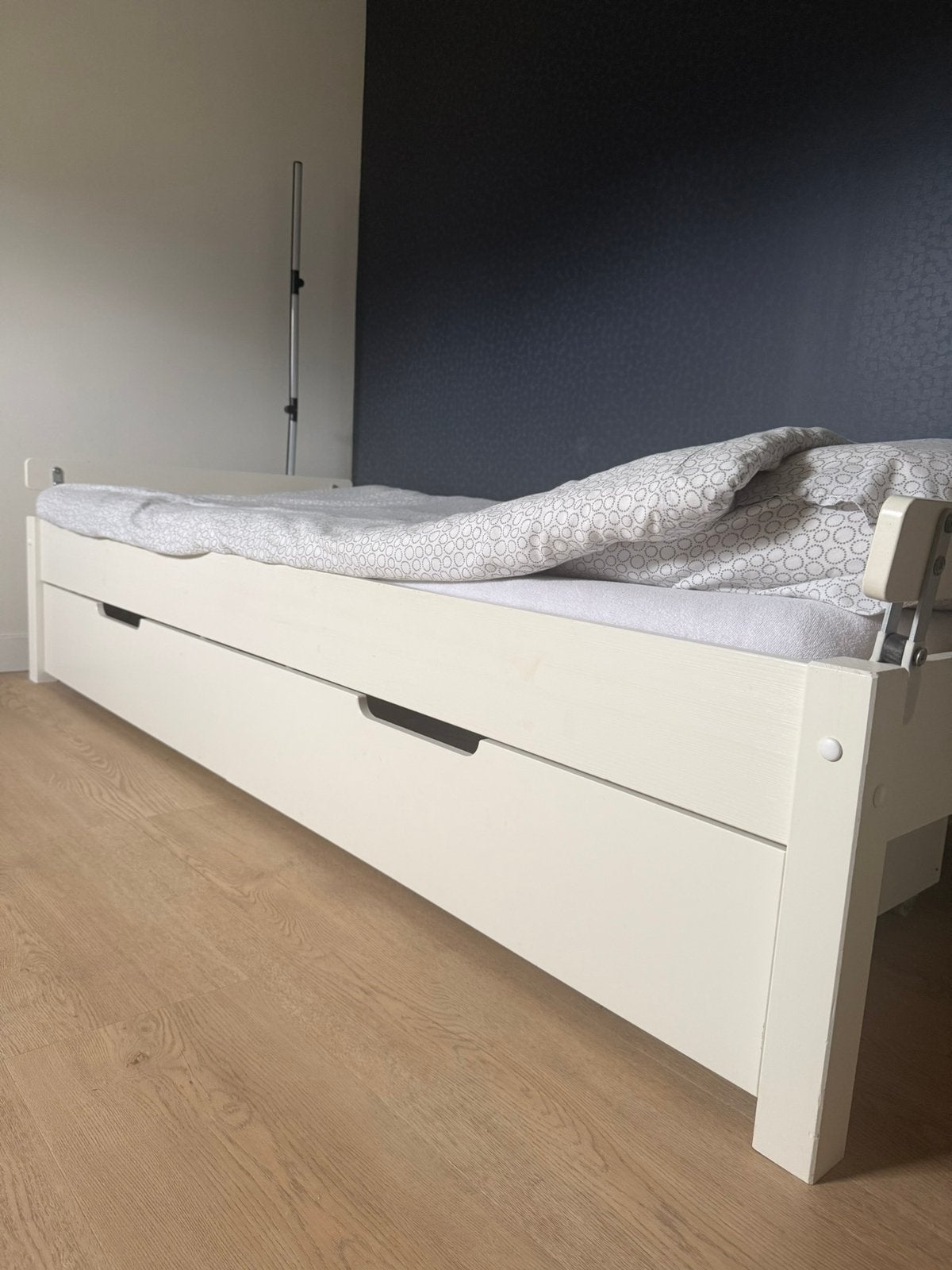Bed met lades, Ophalen, Eenpersoons, Wit, Zo goed als nieuw