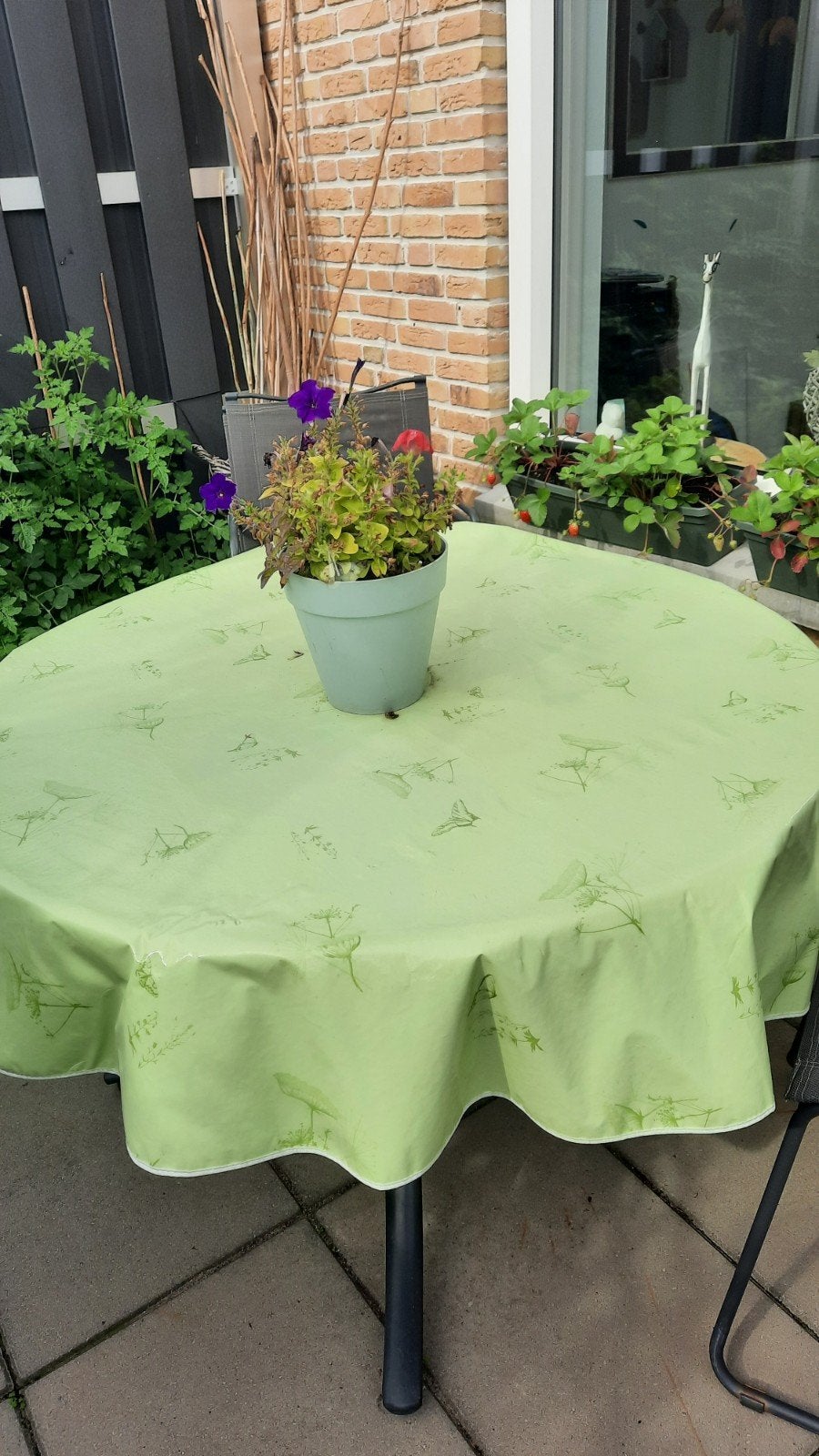 Ronde glazen tuintafel (1.07m) met 4 stoelen, Ophalen, Gebruikt, Rond, Metaal