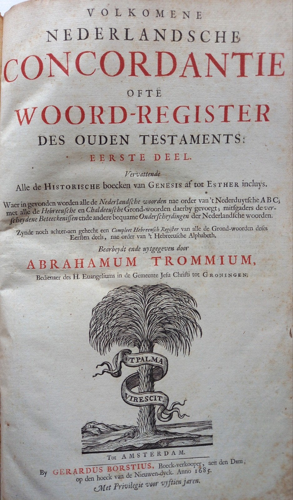 Trommius Concordantie 1685 drie delen, Boeken, Ophalen of Verzenden, Gelezen, Trommius