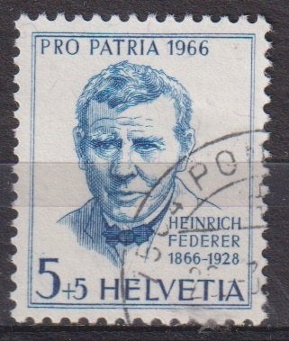 Zwitserland 1966 Pro Patria Heinrich Federer Schrijver, Postzegels en Munten, Verzenden, Gestempeld, Overige thema's