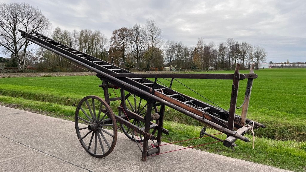 Oude houten brandweer ladderwagen, compleet en zeldzaam, Ophalen
