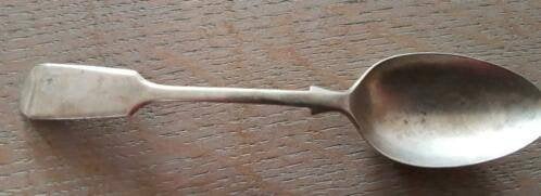 Antiek verzilverde kinder lepel 13 cm, Ophalen of Verzenden
