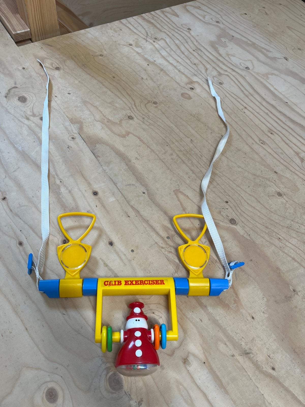 Vintage Crib Exerciser Babygym met rammelaar, Ophalen of Verzenden, Gebruikt, Babygym, Met geluid