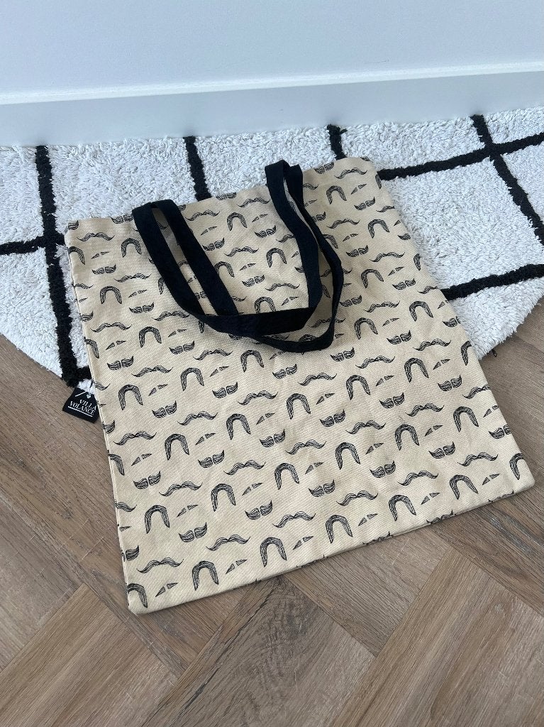 ZGAN zwart creme Zeeman schouder tasje tas katoen shopper, Ophalen of Verzenden, Handtas